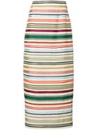 Rosie Assoulin Striped Straight Midi Skirt, Women's, Size: 4, White, Cotton