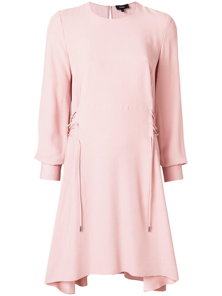 Theory Lace-up Detail Dress - Pink & Purple