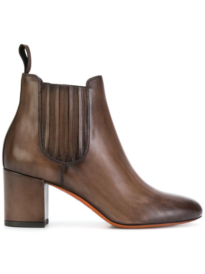 Santoni Block Heel Chelsea Boots - Brown