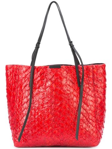 Osklen - Marajo Tote - Women - Calf Leather/pirarucu Skin - One Size, Red, Calf Leather/pirarucu Skin