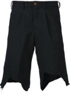 Comme Des Garçons Homme Plus Torn Knee Shorts, Men's, Size: Small, Black, Polyester