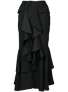 Patbo Ruffled Midi Skirt - Black