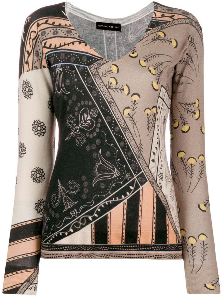 Etro Mixed Print Knitted Jumper - Neutrals