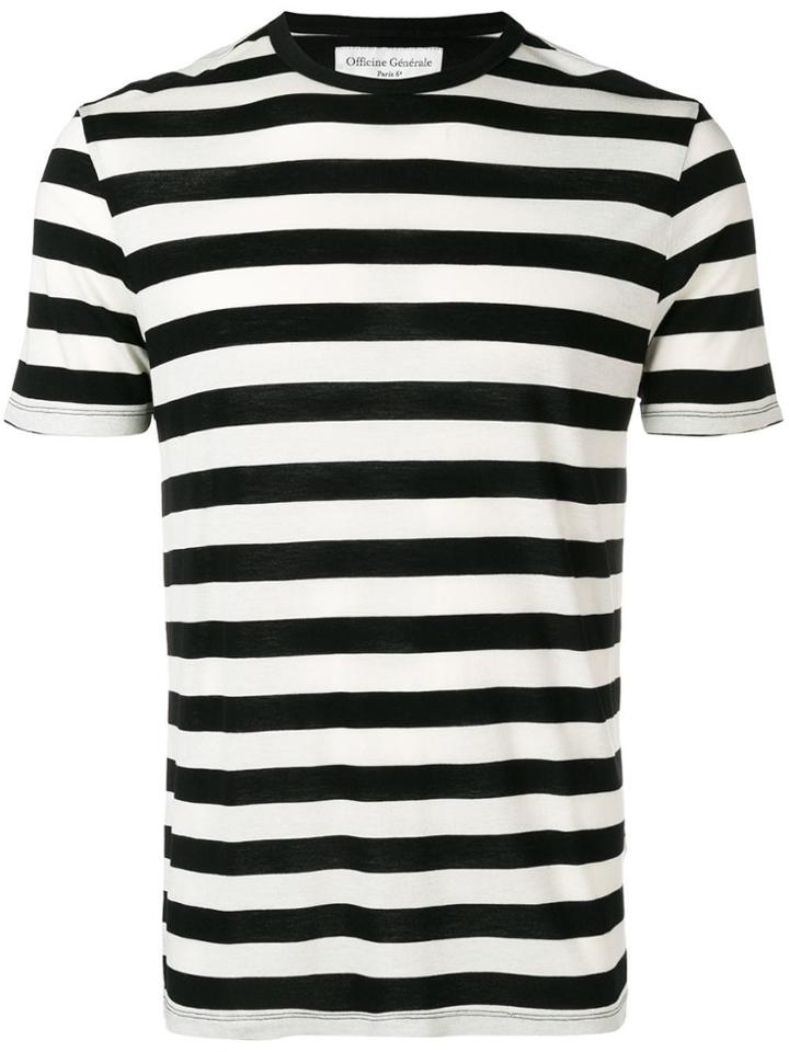 Officine Generale Striped Print T-shirt - White