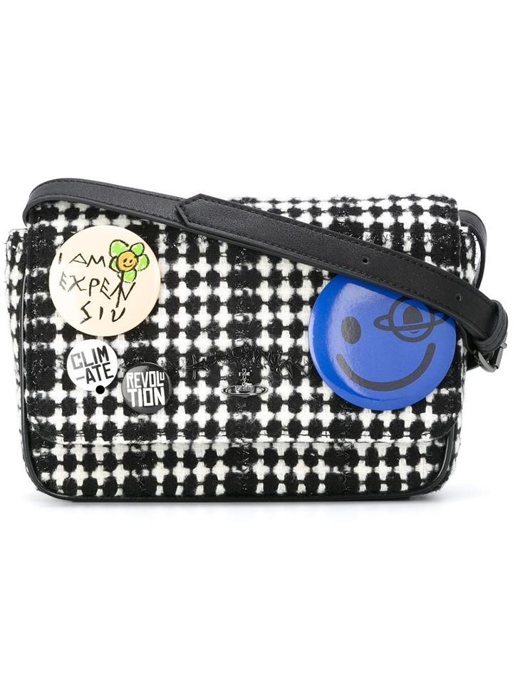 Vivienne Westwood Patches Tweed Crossbody Bag, Women's, Black, Polyester/wool