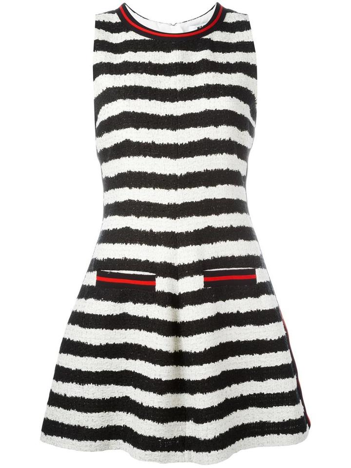 Msgm Striped Flared Dress, Women's, Size: 38, Black, Cotton/viscose/linen/flax/polyester