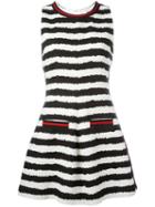 Msgm Striped Flared Dress, Women's, Size: 38, Black, Cotton/viscose/linen/flax/polyester