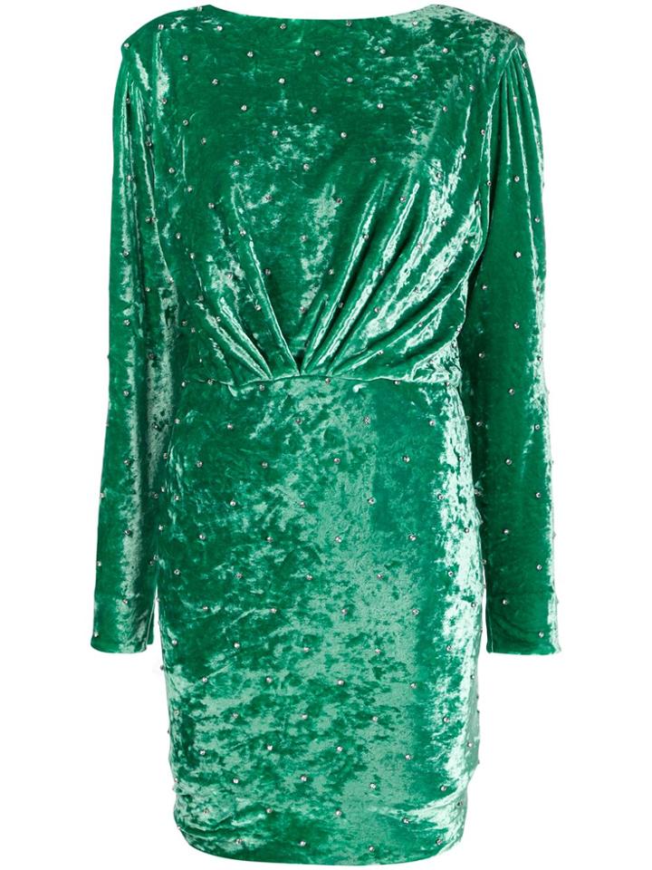 Attico Embellished Velvet Mini Dress - Green