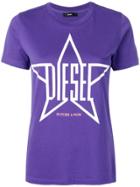 Diesel Logo Star Print T-shirt - Purple