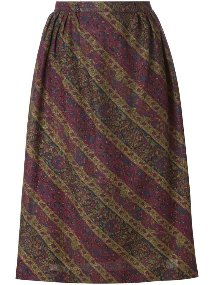 Jean Louis Scherrer Vintage Floral Pleated Skirt - Red
