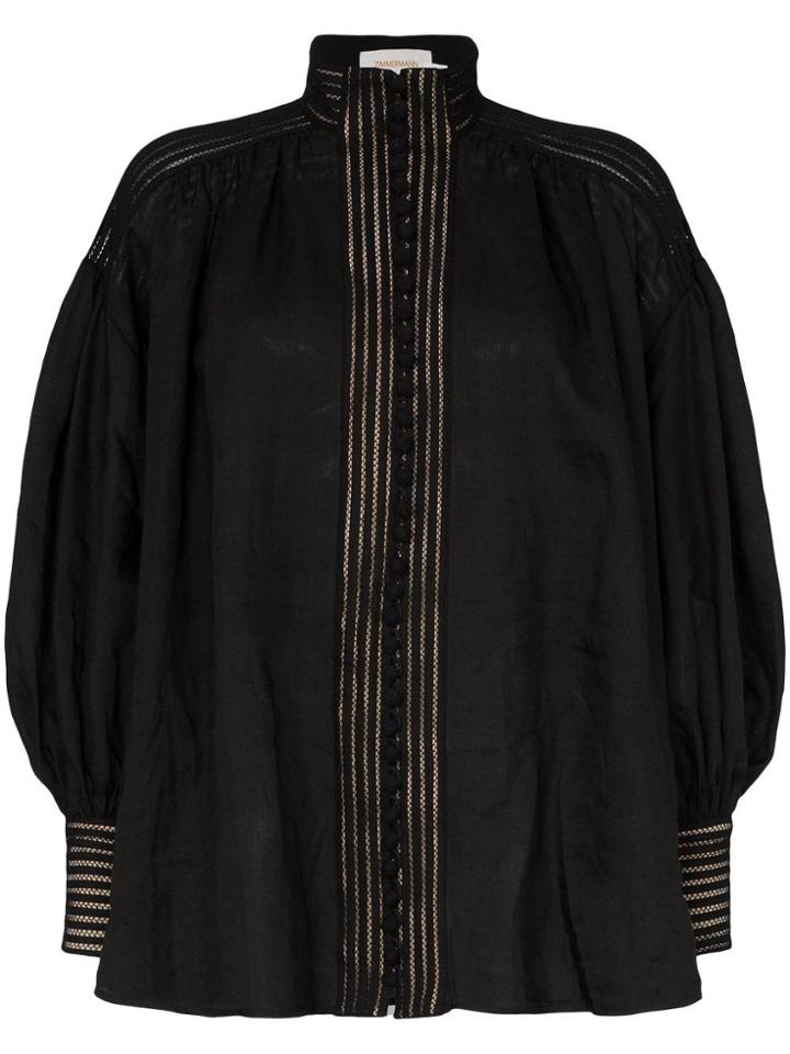 Zimmermann Zmrmn Corsage Linear Blse Bttn Dwn Hi Cl - Black