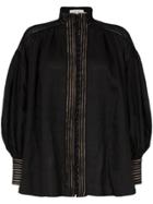 Zimmermann Zmrmn Corsage Linear Blse Bttn Dwn Hi Cl - Black