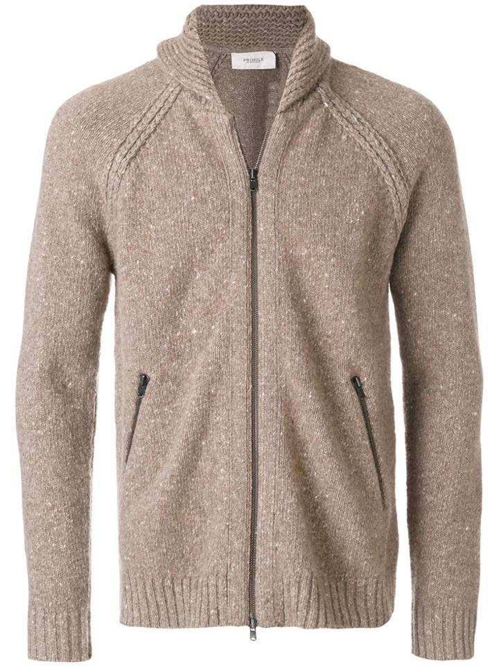 Pringle Of Scotland Zipped Speckle Cardigan - Nude & Neutrals