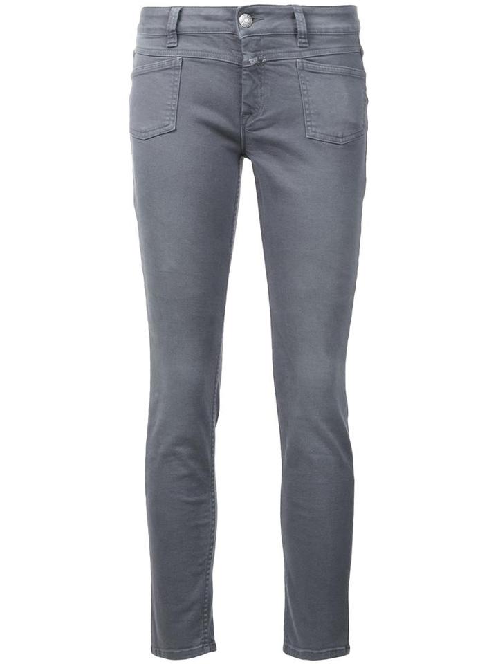 Closed Front Pocket Skinny Jeans, Women's, Size: 27, Grey, Cotton/polyester/spandex/elastane