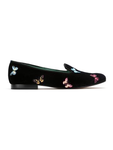 Blue Bird Shoes Velvet Borboleta Loafers - Black