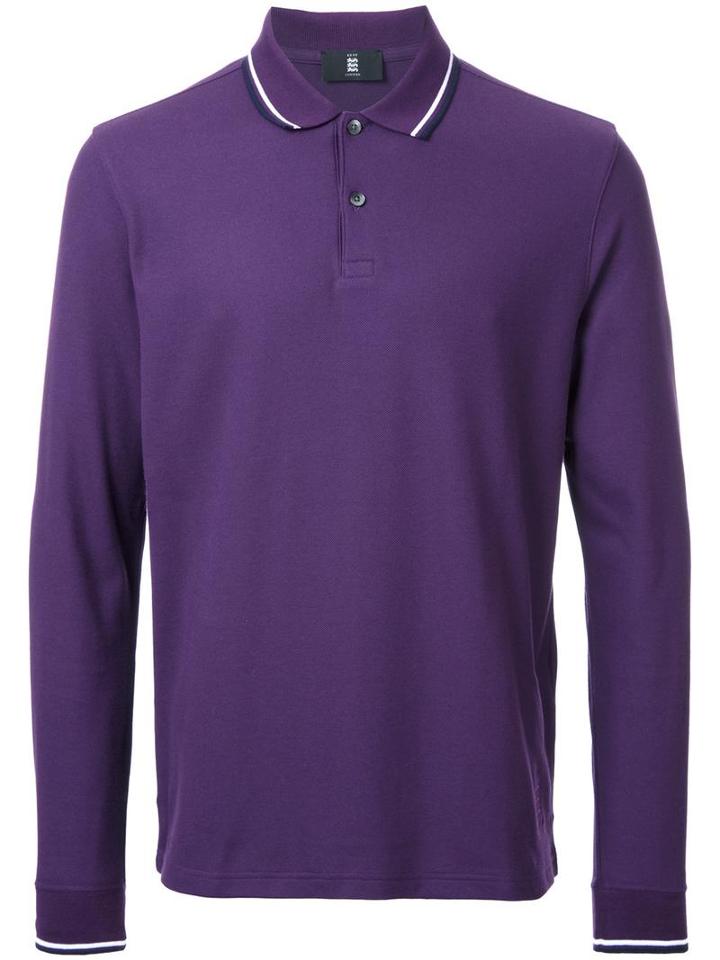 Kent & Curwen Striped Collar Polo Shirt, Men's, Size: Xxl, Pink/purple, Cotton