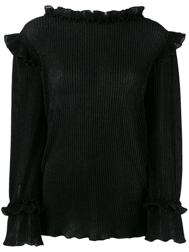 Alberta Ferretti Ruffled Glitter Blouse - Black