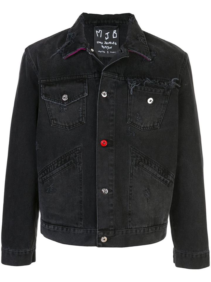 Mjb Marc Jacques Burton Pax Distressed Denim Jacket - Black