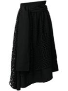 Yohji Yamamoto Pre-owned Eyelet Lace Embroidered Circle Skirt - Black