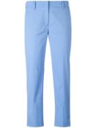 Prada Cropped Pants, Women's, Size: 42, Blue, Cotton/polyamide/spandex/elastane