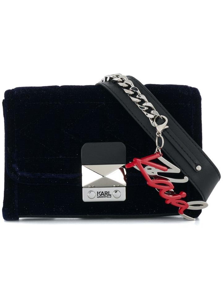 Karl Lagerfeld Karl X Kaia Velvet Bum Bag - Blue