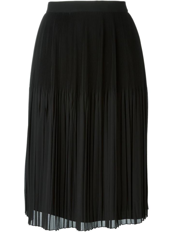 Givenchy Sheer Pleated Skirt, Women's, Size: 38, Black, Silk/polyester/acetate