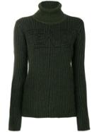 Fendi Ribbed Logo Turtleneck Sweater - Green