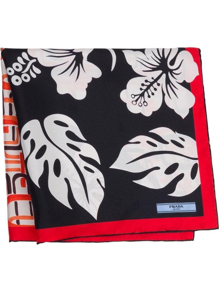 Prada Double Match Hibiscus 55 Scarf - Orange
