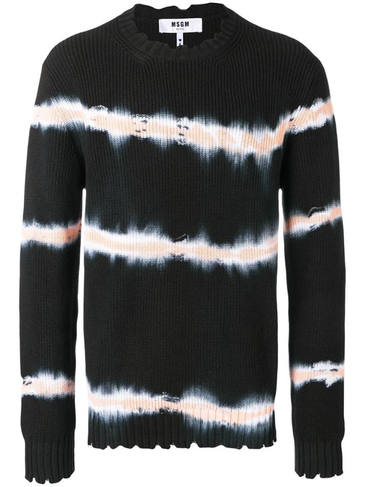 Msgm Tie Dye Print Sweater - Black