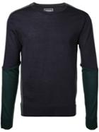 Wooyoungmi Contrast Sweatshirt, Men's, Size: 48, Blue, Wool