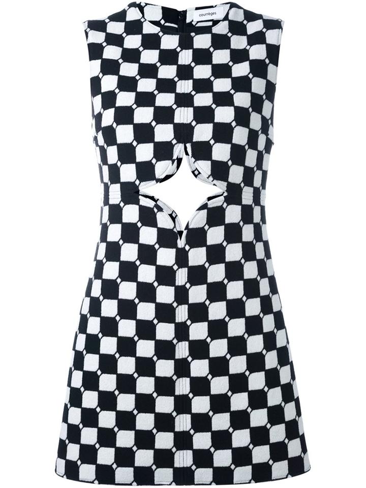 Courrèges Monochrome Check Cut Out Shift Dress