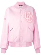 Opening Ceremony Logo Patch Bomber Jacket, Women's, Size: Medium, Pink/purple, Wool/polyester/leather