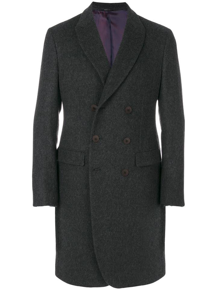 Giorgio Armani Double Breasted Fitted Coat - Grey
