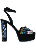 Giuseppe Zanotti Design Suede Crystal Embellished Platform Sandals