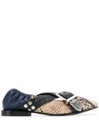 Toga Pulla Snakeskin Panel Ballerinas - Black