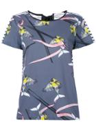 Birds Print T-shirt - Women - Silk/cotton - 3, Grey, Silk/cotton, Dorothee Schumacher