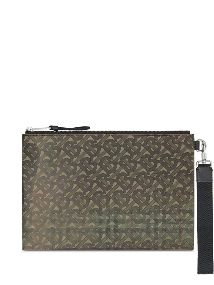 Burberry Monogram Zipped Clutch - Neutrals