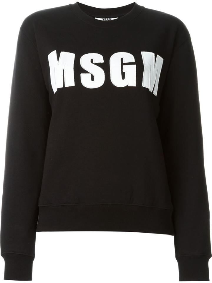 Msgm Logo Patch Sweatshirt, Women's, Size: S, Black, Cotton
