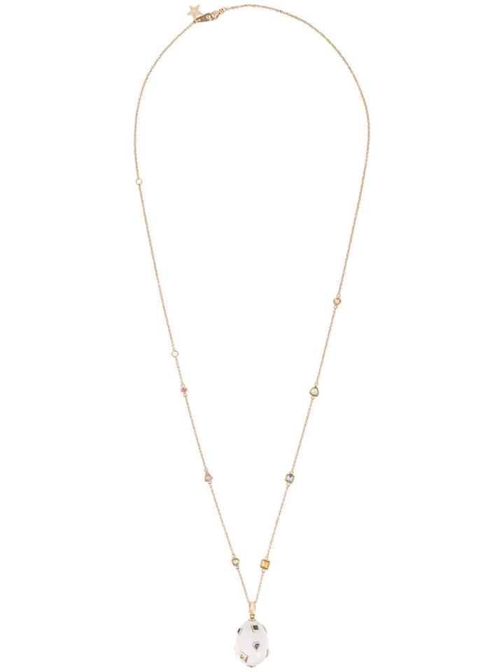 Bibi Van Der Velden Mammoth Egg Crystal Chain Necklace - Metallic