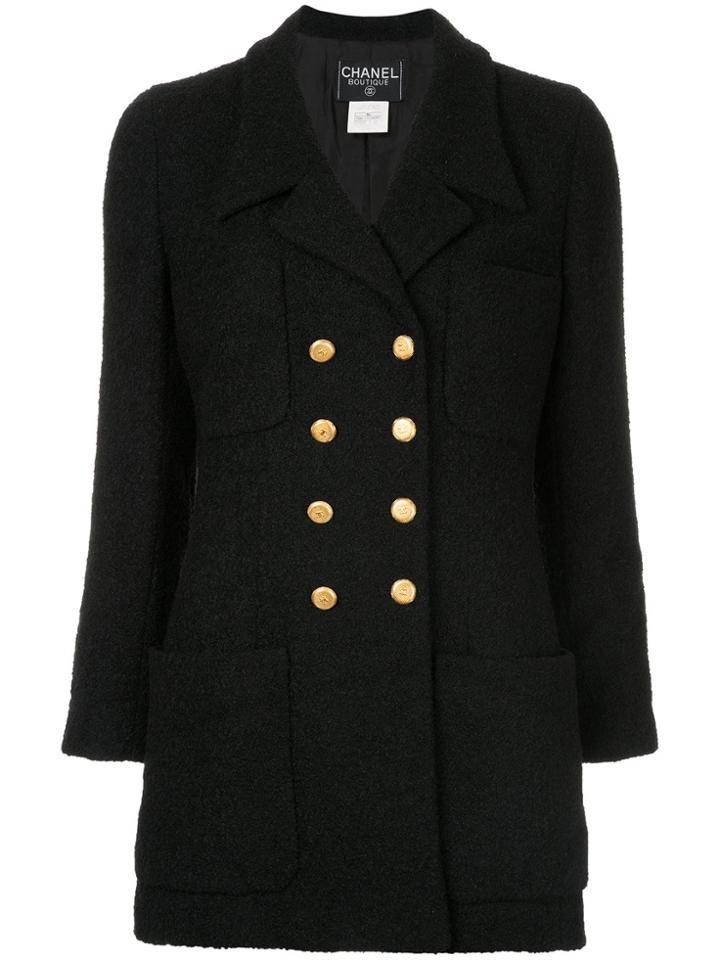 Chanel Vintage Logo Buttons Double-breasted Jacket - Black