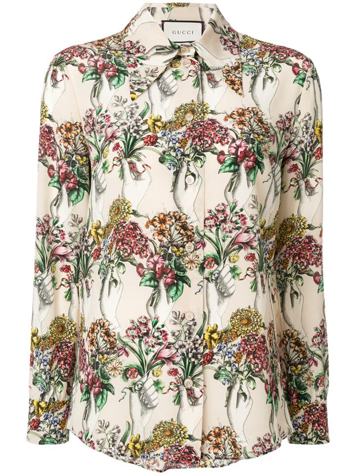 Gucci Hand Held Bouquet Printed Shirt - Multicolour