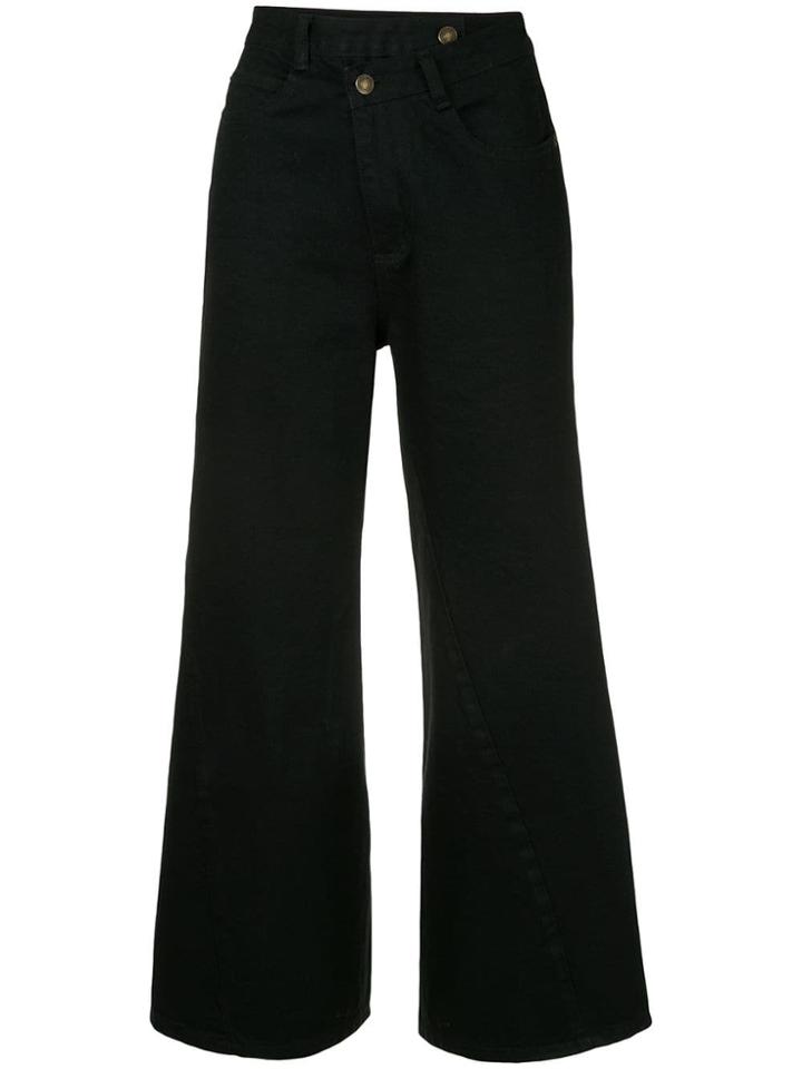 Ground Zero Cropped Flared Jeans - Black