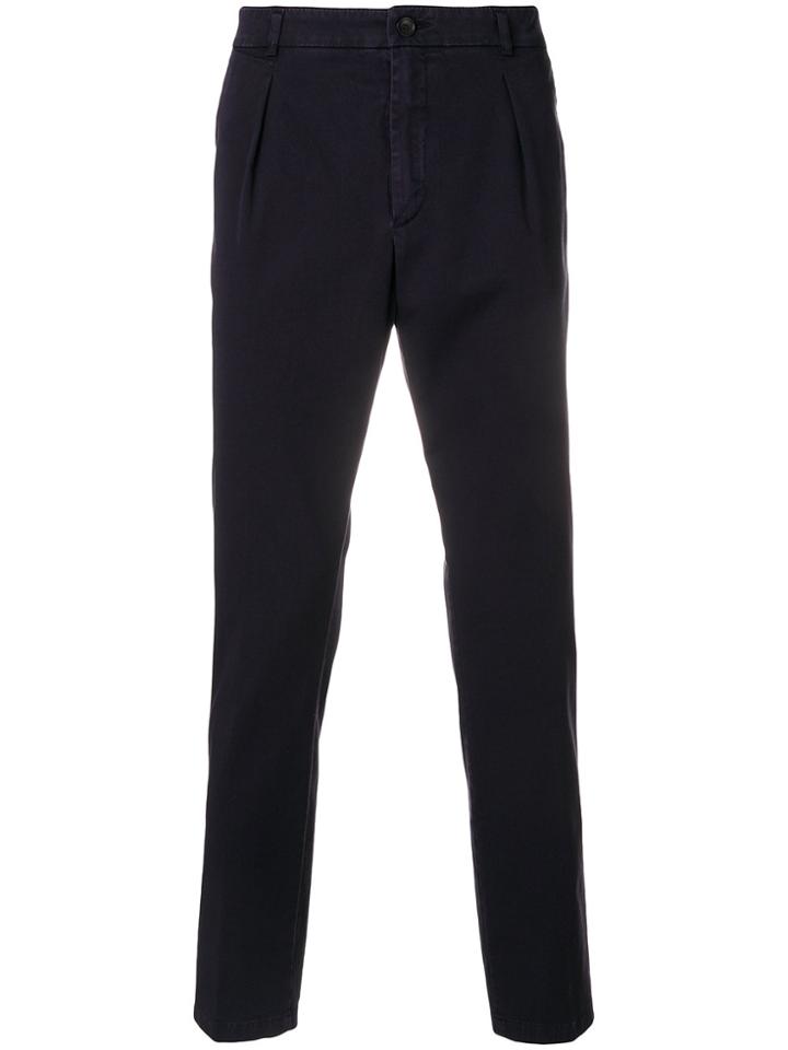 Department 5 Front Pleat Cropped Trousers - Blue