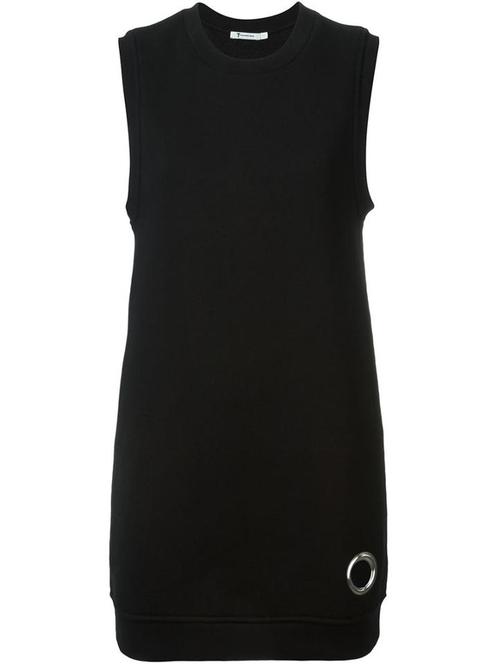 T By Alexander Wang Eyelet Sweatshirt Dress, Women's, Size: Medium, Black, Cotton/polyester