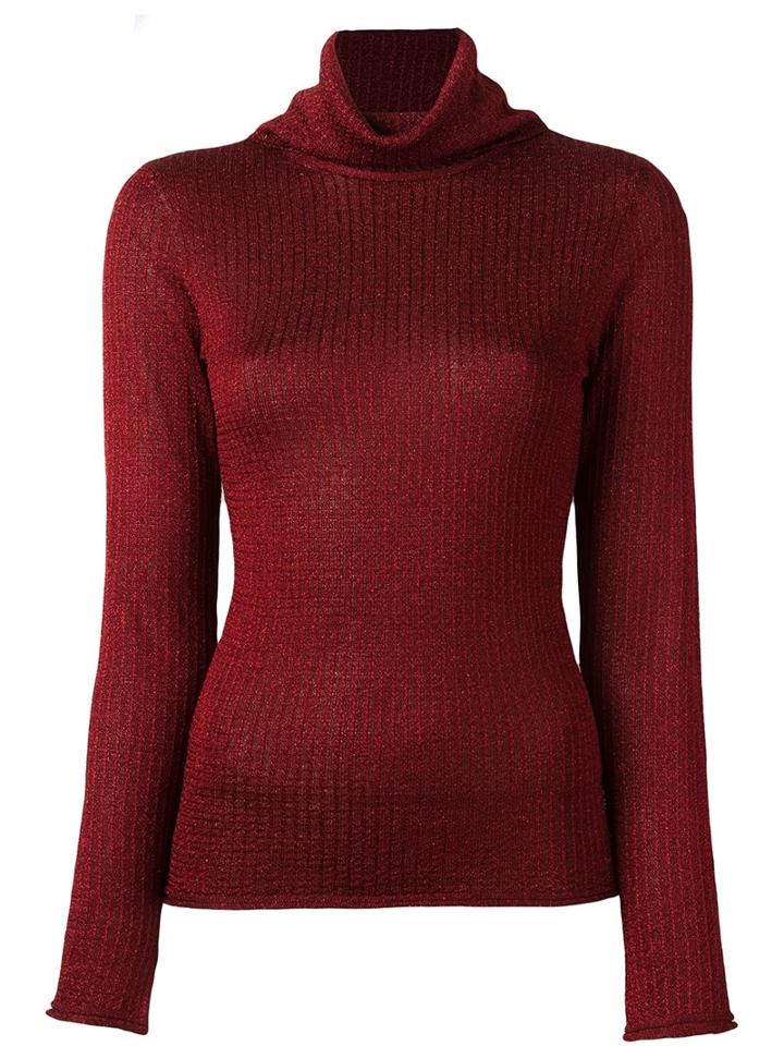 Alice+olivia Turtle Neck Jumper, Women's, Size: Small, Red, Nylon/polyester/acetate