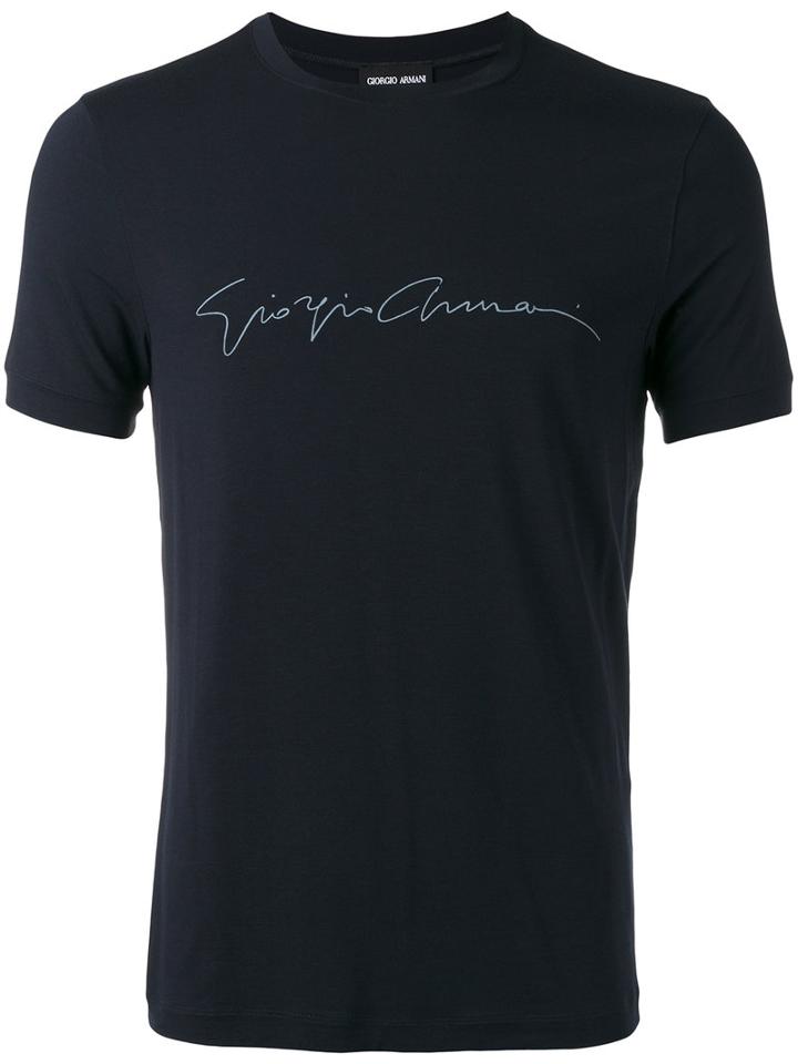 Giorgio Armani Slim-fit T-shirt, Men's, Size: 56, Blue, Spandex/elastane/viscose