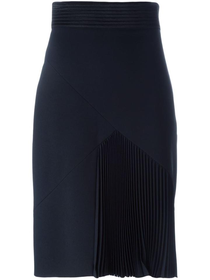 Emanuel Ungaro Pleated Panel Skirt, Women's, Size: 48, Black, Acetate/rayon