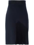 Emanuel Ungaro Pleated Panel Skirt, Women's, Size: 48, Black, Acetate/rayon