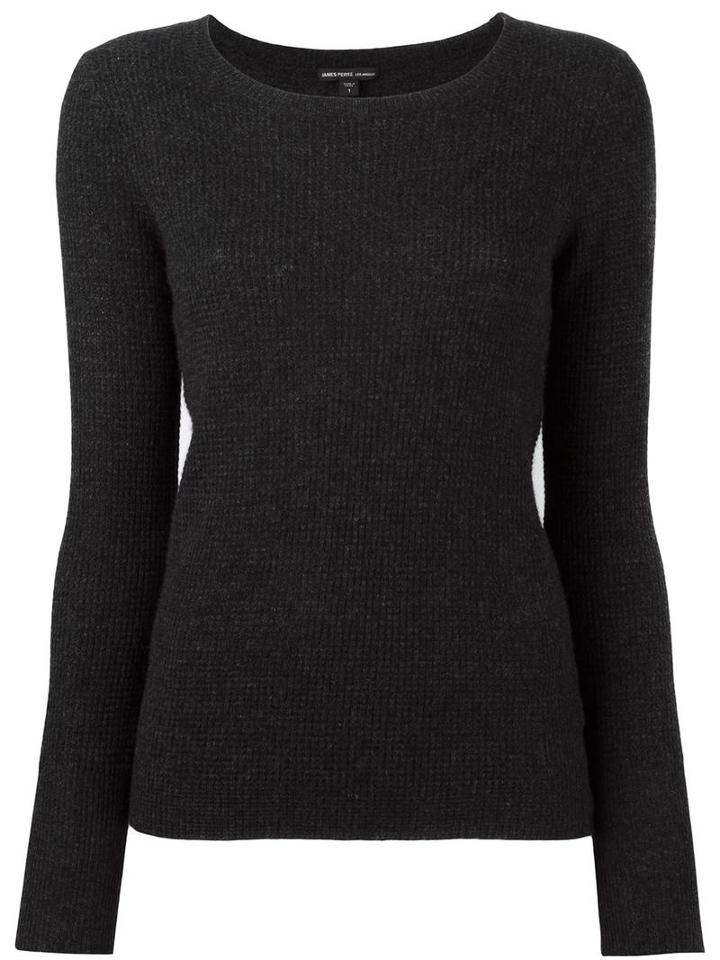 James Perse Ribbed Scoop Neck Jumper, Women's, Size: 1, Black, Cashmere