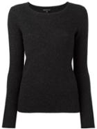 James Perse Ribbed Scoop Neck Jumper, Women's, Size: 1, Black, Cashmere